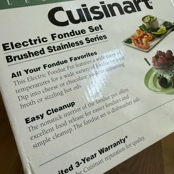 New Open Box Cuisinart Electric Fondue Pot CFO-3SS *Missing Forks* - Picture 9 of 10